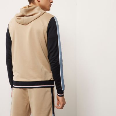 Camel sporty contrast hoodie